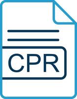 cpr archivo formato línea azul dos color icono vector