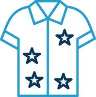 hawaiano camisa línea azul dos color icono vector