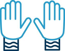 guantes línea azul dos color icono vector