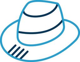 fedora línea azul dos color icono vector