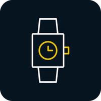 reloj línea amarillo blanco icono vector