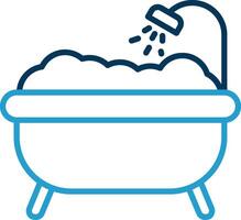 Bathtub Line Blue Two Color Icon vector