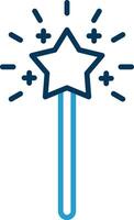 Magic Wand Line Blue Two Color Icon vector