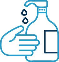 Hand Wash Line Blue Two Color Icon vector