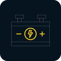 Car Battery Line Yellow White Icon vector