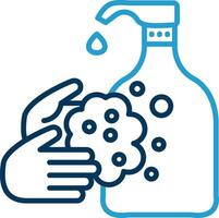 Hand Wash Line Blue Two Color Icon vector