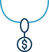 Necklace Line Blue Two Color Icon vector