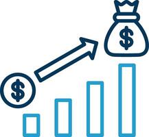 Money Growth Line Blue Two Color Icon vector