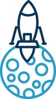 Moon Landing Line Blue Two Color Icon vector