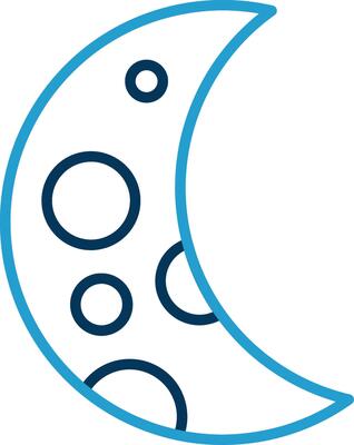 Crescent Moon Line Blue Two Color Icon