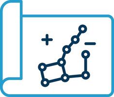 constelación línea azul dos color icono vector