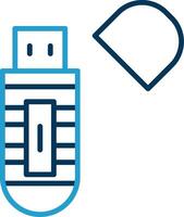 Usb Stick Line Blue Two Color Icon vector