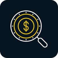 Magnifying Glass Line Yellow White Icon vector