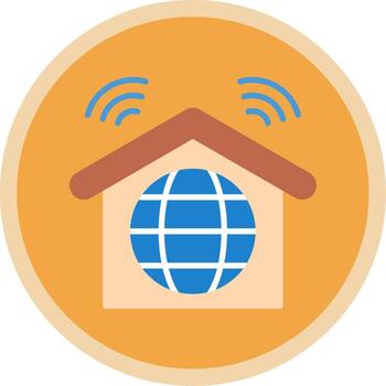 Internet Connection Flat Multi Circle Icon vector