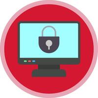 Locked Computer Flat Multi Circle Icon vector