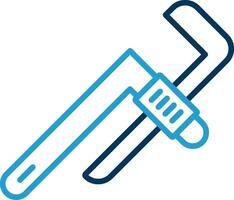 Pipe Wrench Line Blue Two Color Icon vector