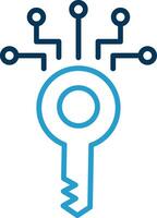 Digital Key Line Blue Two Color Icon vector