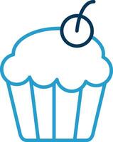 Cupcake Line Blue Two Color Icon vector