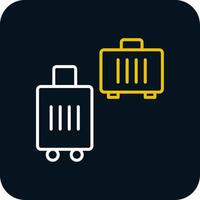 Suitcases Line Yellow White Icon vector