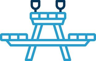 Picnic Table Line Blue Two Color Icon vector