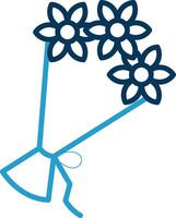 Flower Bouquet Line Blue Two Color Icon vector