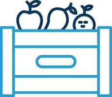 Fruta caja línea azul dos color icono vector