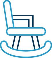 balanceo silla línea azul dos color icono vector