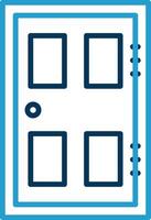 puerta línea azul dos color icono vector