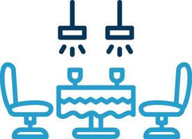 Dining Table Line Blue Two Color Icon vector