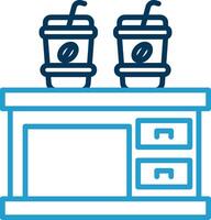 Coffee Table Line Blue Two Color Icon vector