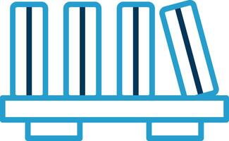 Book Shelf Line Blue Two Color Icon vector