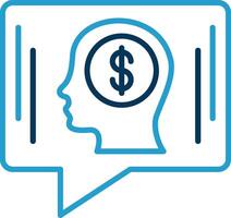 Money Idea Chat Line Blue Two Color Icon vector