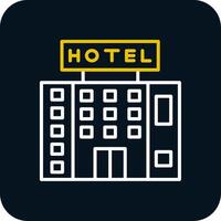hotel línea amarillo blanco icono vector
