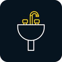 lavabo línea amarillo blanco icono vector