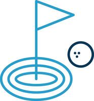 golf línea azul dos color icono vector