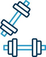 dumbell línea azul dos color icono vector