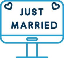 Just Married Line Blue Two Color Icon vector