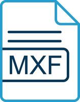 MXF archivo formato línea azul dos color icono vector