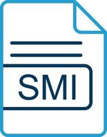 smi archivo formato línea azul dos color icono vector