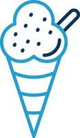 helado línea azul dos color icono vector