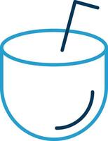 Coco bebida línea azul dos color icono vector