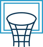 baloncesto aro línea azul dos color icono vector