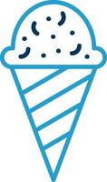 helado línea azul dos color icono vector