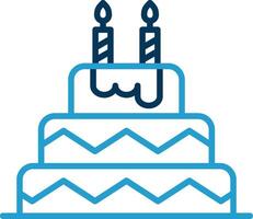 Birthday Cake Line Blue Two Color Icon vector