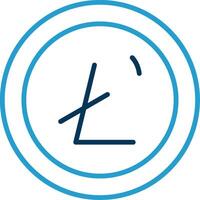 litecoin línea azul dos color icono vector