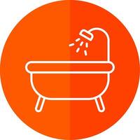 Bathtub Line Yellow White Icon vector