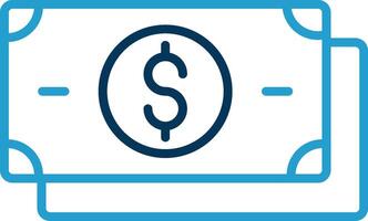 Dollar Line Blue Two Color Icon vector