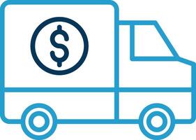 dinero transporte línea azul dos color icono vector