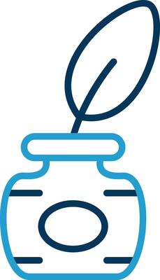 Feather Pen Line Blue Two Color Icon