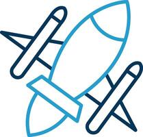 Rocket Ship Line Blue Two Color Icon vector